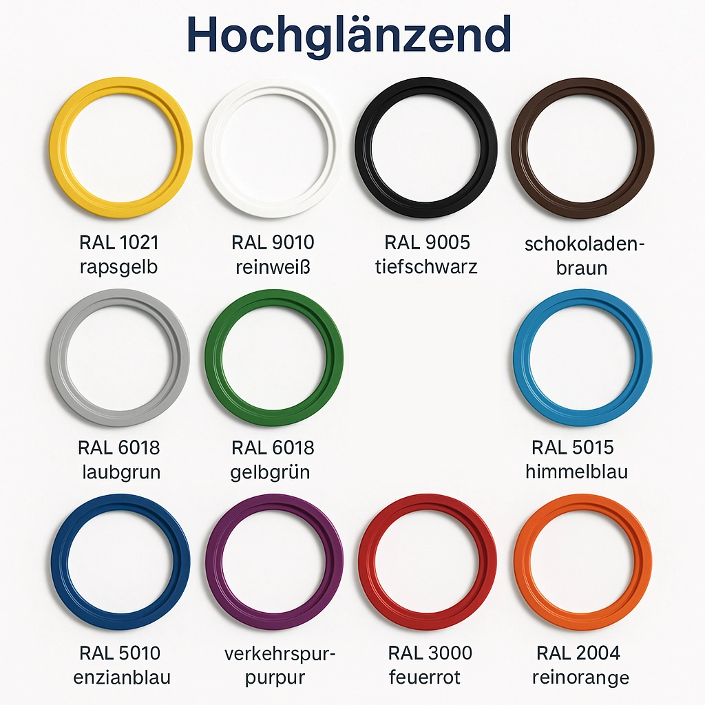 Farbpalette hochglänzend für runde Bilderrahmen